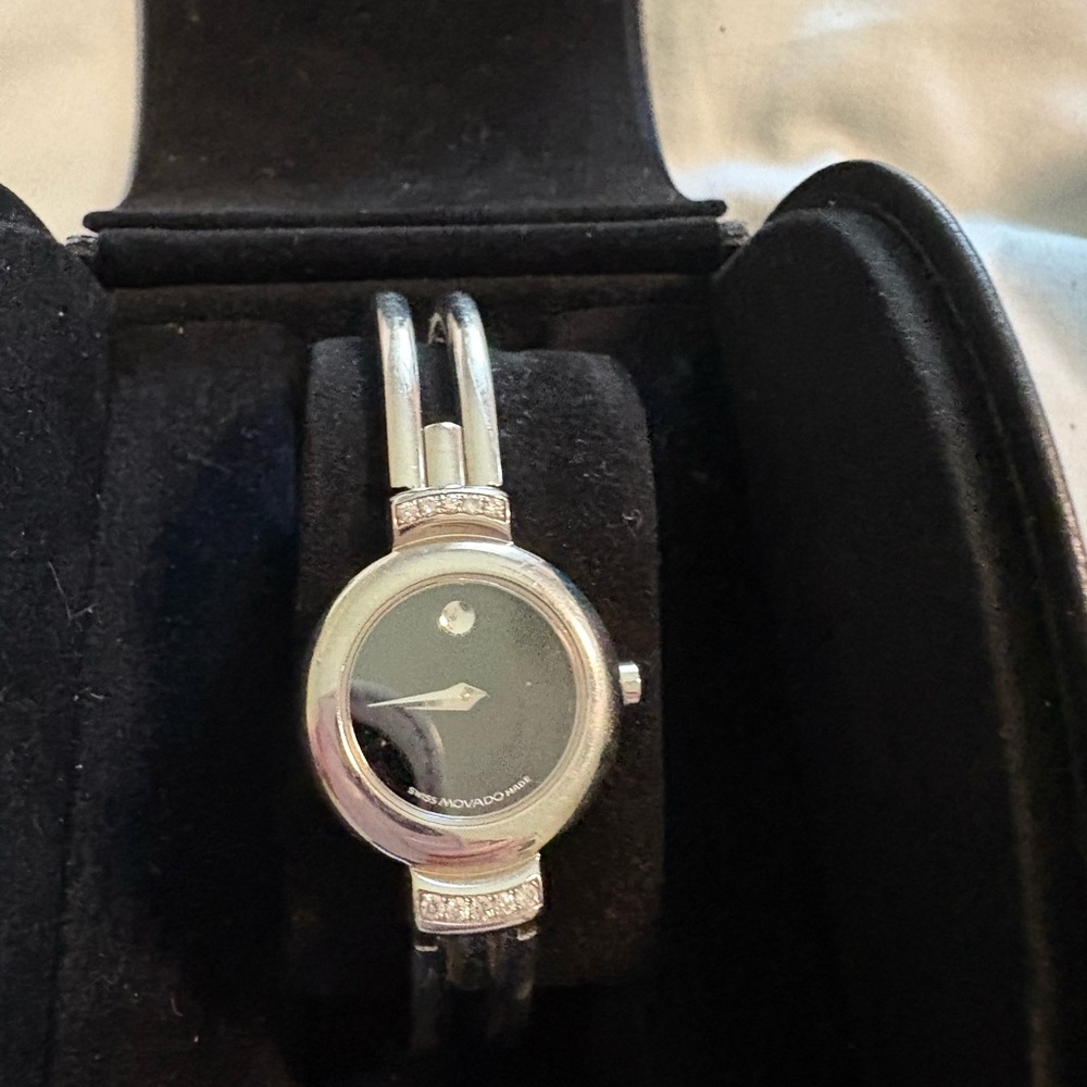 Movado Silver and Black Women's Timepiece